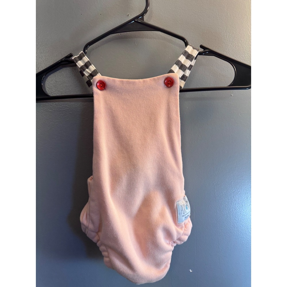 Purl Lamb Baby Romper Peach Pink Striped Straps 18-24M 3:16 Knit Bubble Suit